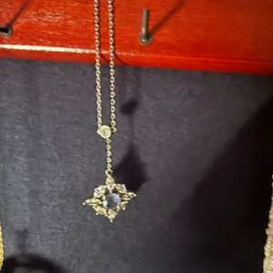 Stunning Silver Starburst light blue quartz Pendant Necklace